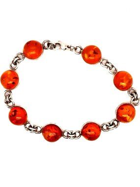 Silver 925 Circle Amber Bracelet